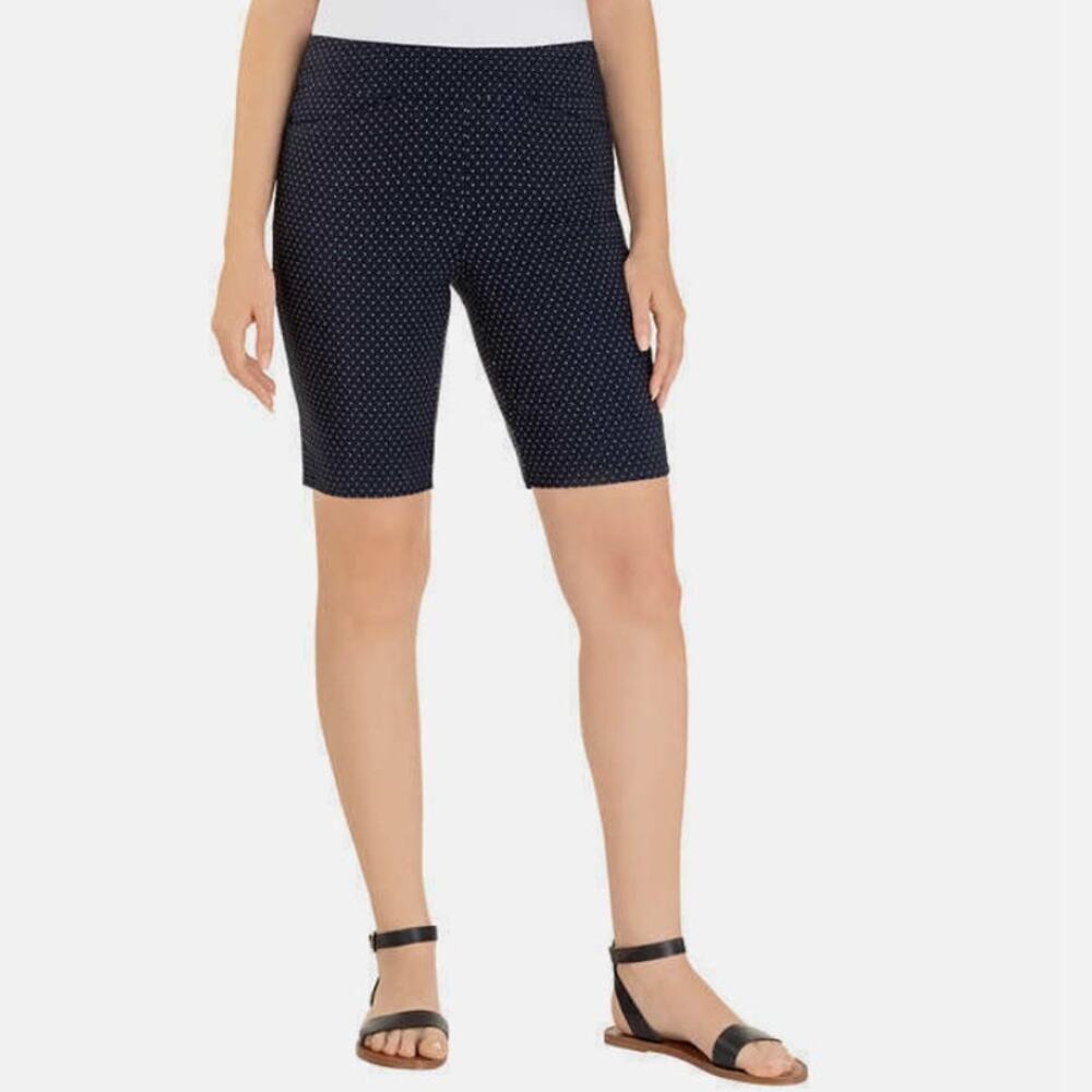 Hilary Radley Black White Dot Bermuda Shorts Womens XXL Easy Comfort Fit Pull-On